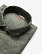 Regular Skjorta Linne Olivgrön