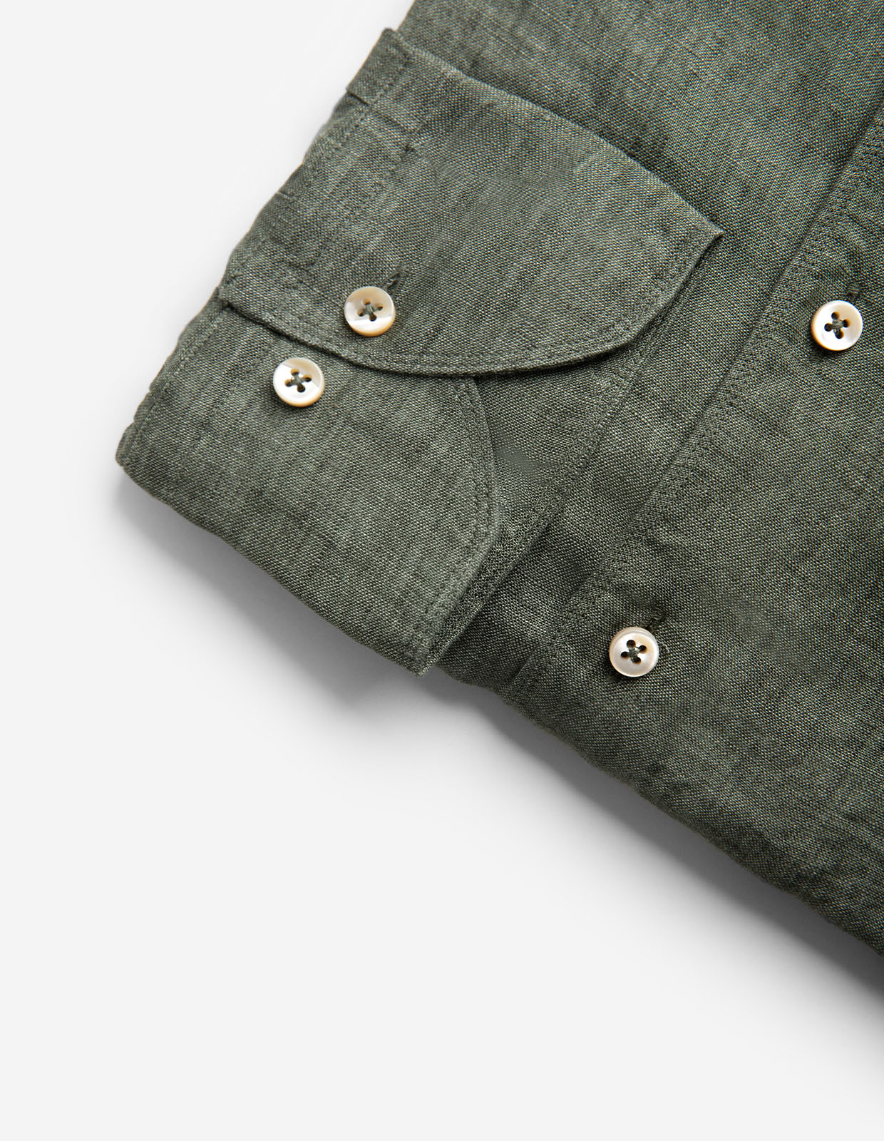 Regular Skjorta Linne Olivgrön