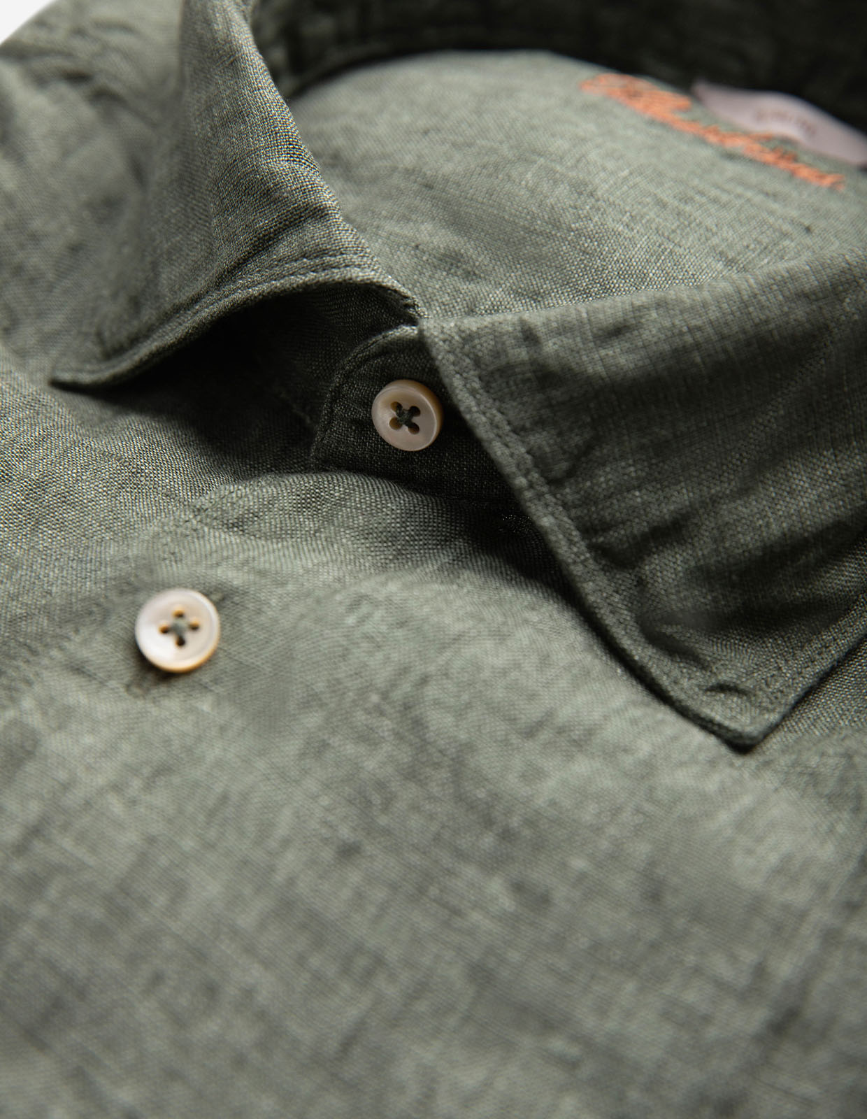 Regular Skjorta Linne Olivgrön