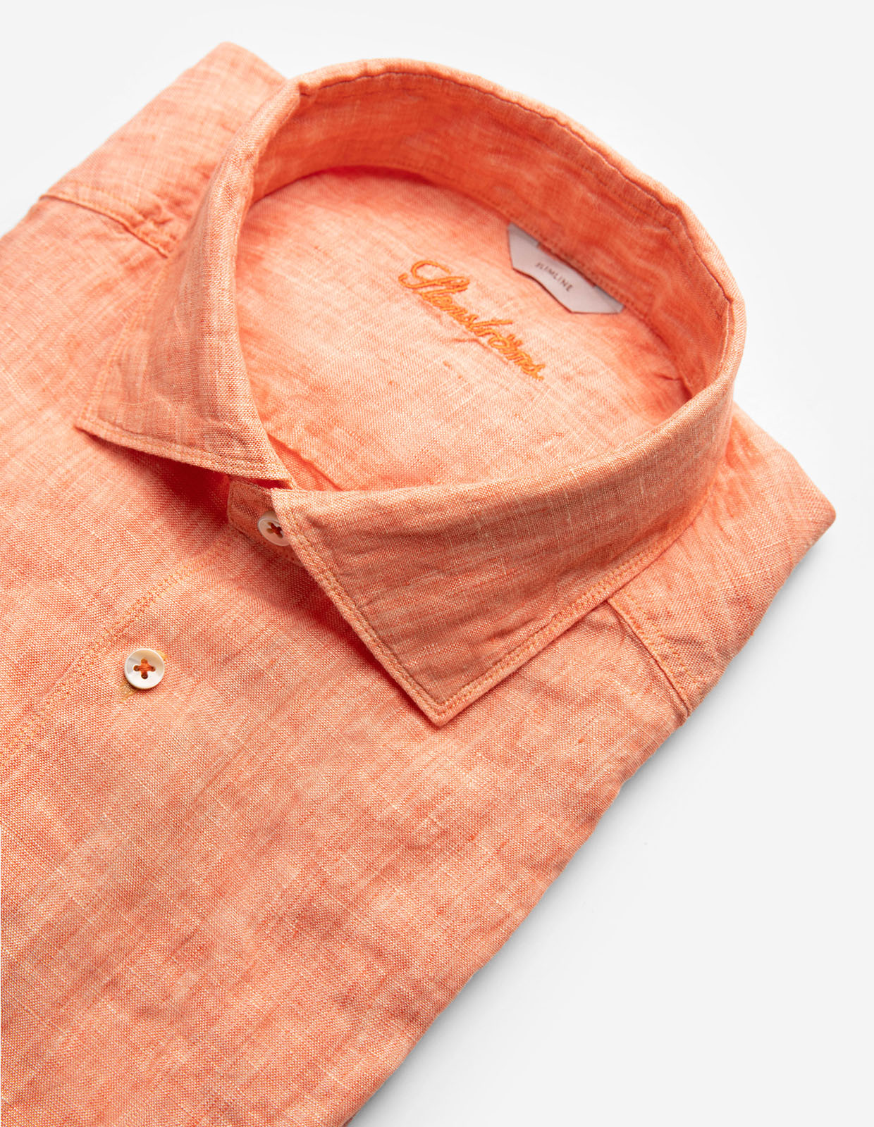 Regular Skjorta Linne Ljus Orange
