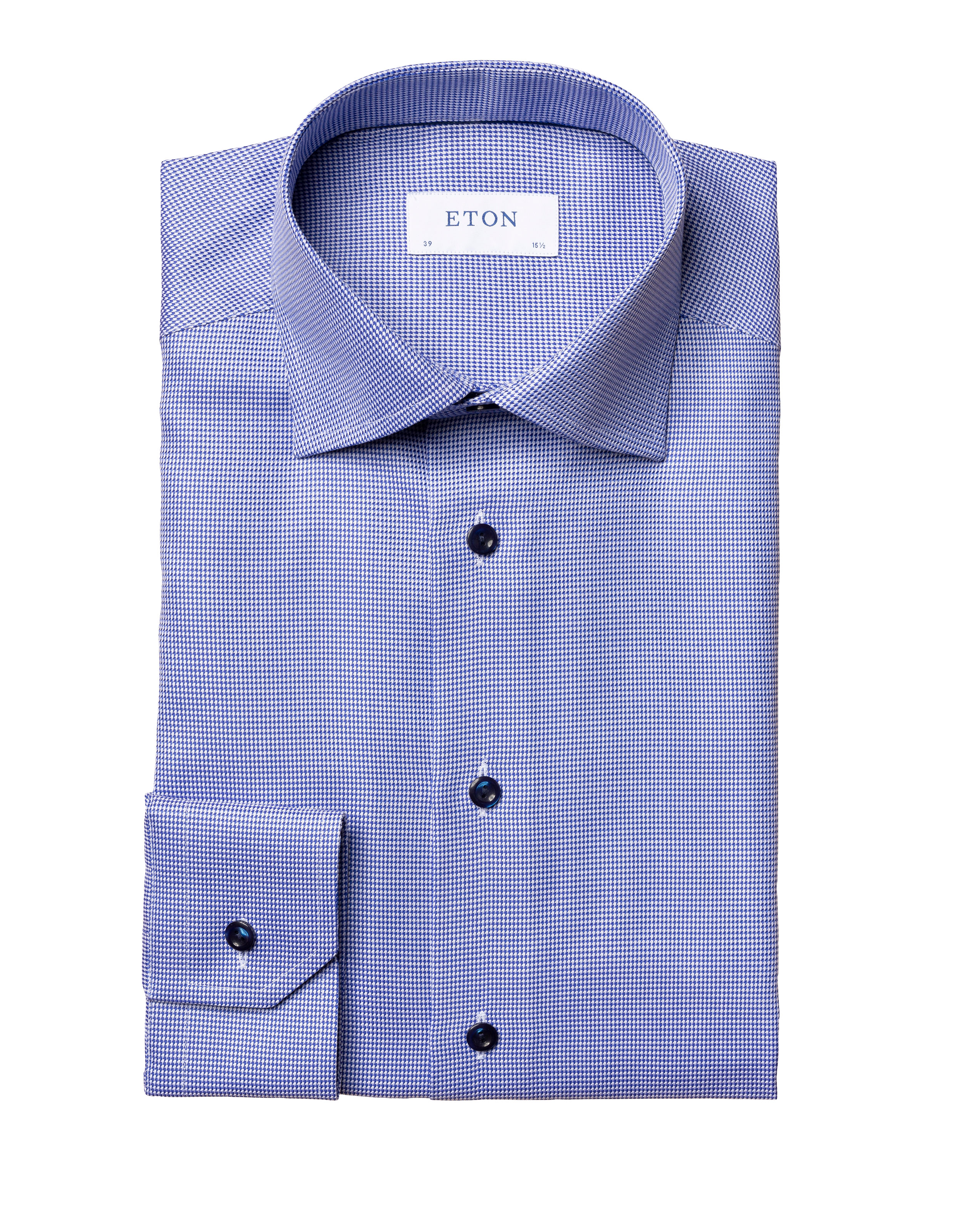 Slim Fit Twill Shirt Contrast Buttons Blue