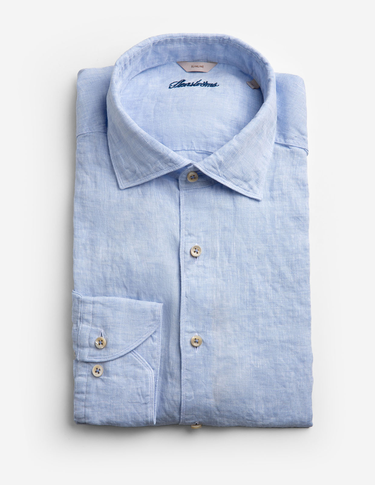 Slimline Skjorta Linne Ljusblå