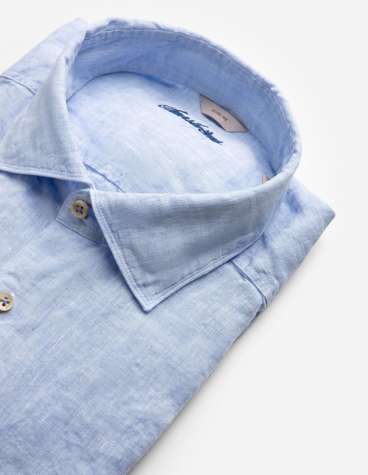 Slimline Skjorta Linne Ljusblå