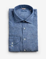 Slimline Skjorta Linne Denimblå