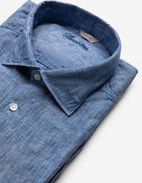 Slimline Skjorta Linne Denimblå