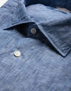 Slimline Skjorta Linne Denimblå