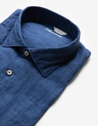 Slimline Skjorta Linne Indigoblå