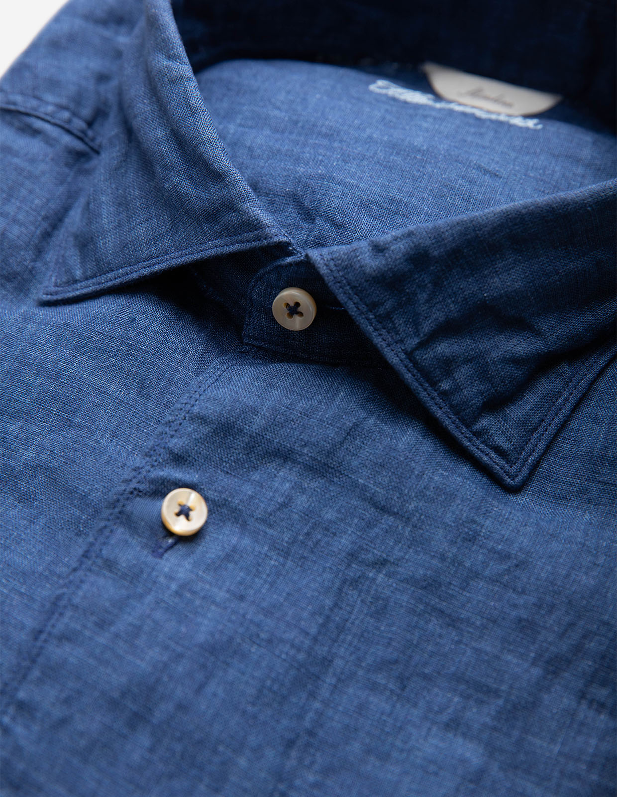 Slimline Skjorta Linne Indigoblå