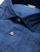 Slimline Skjorta Linne Indigoblå