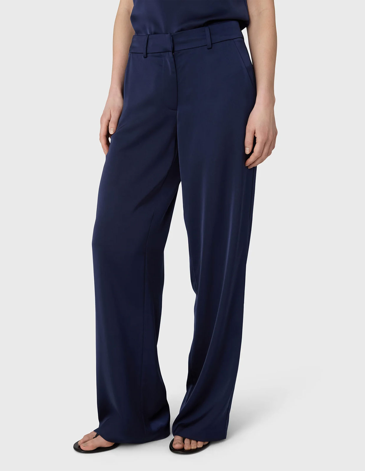 Ingrid Byxa Satin Mörkblå