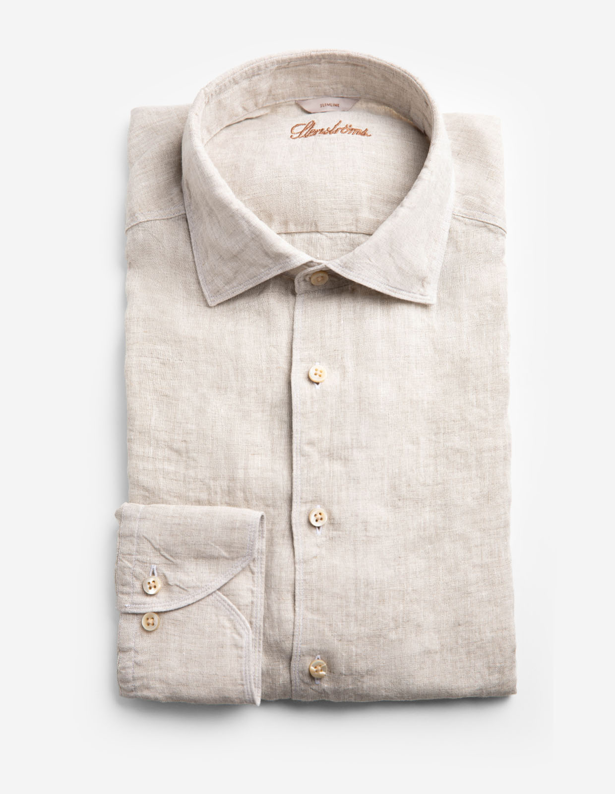 Slimline Skjorta Linne Ljusbeige