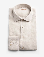 Slimline Skjorta Linne Ljusbeige