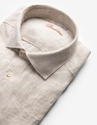 Slimline Skjorta Linne Ljusbeige