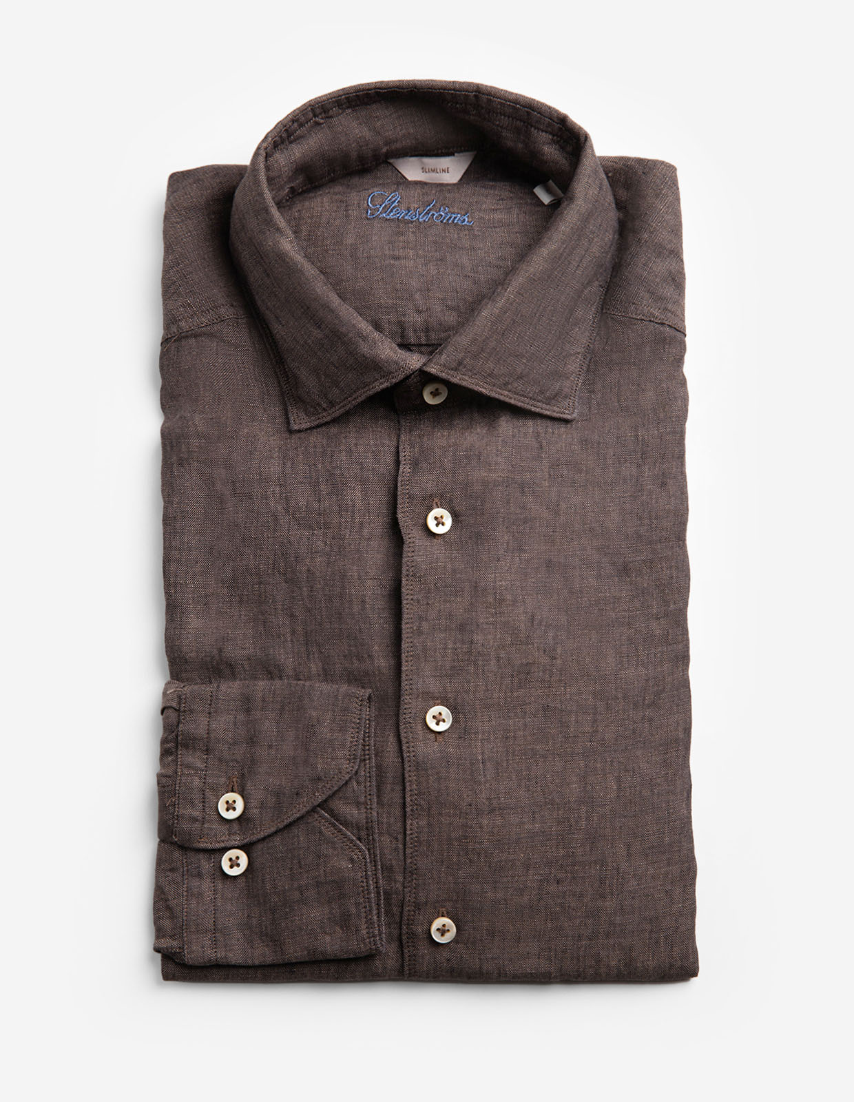 Slimline Skjorta Linne Brun