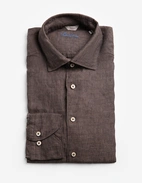 Slimline Skjorta Linne Brun