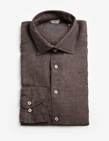 Slimline Skjorta Linne Brun
