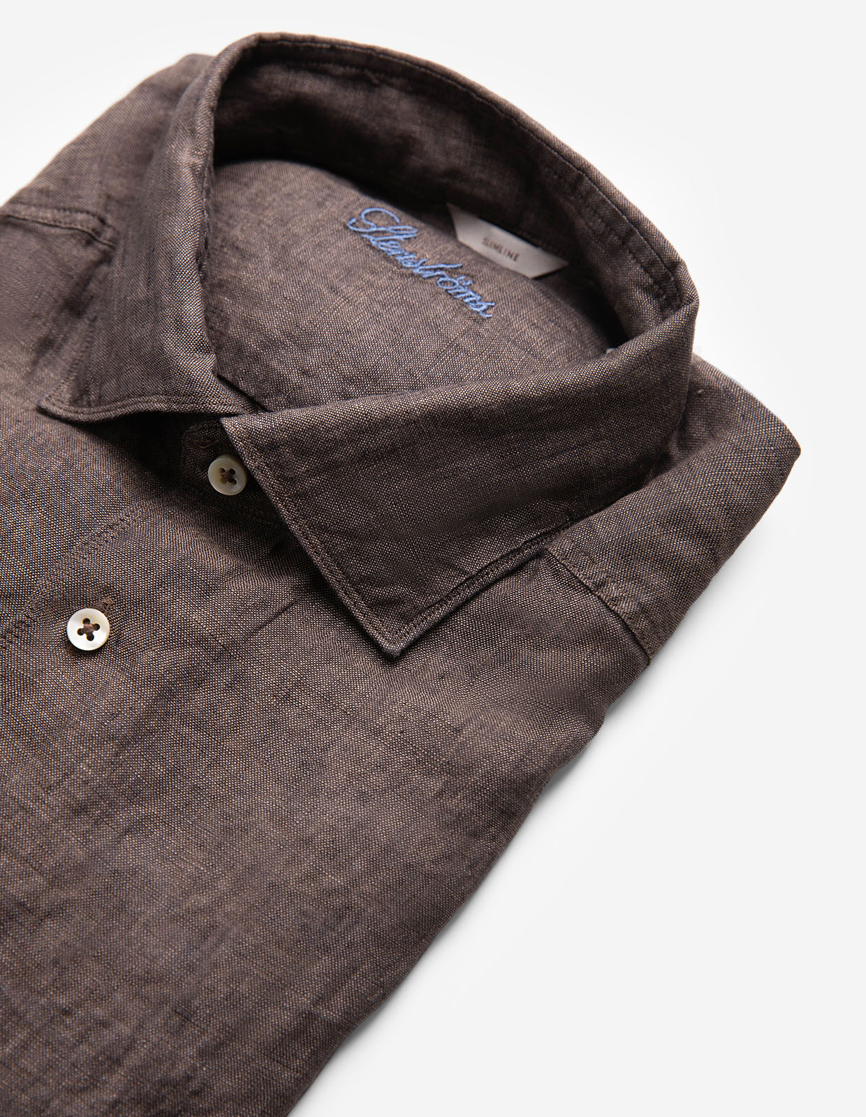 Slimline Skjorta Linne Brun