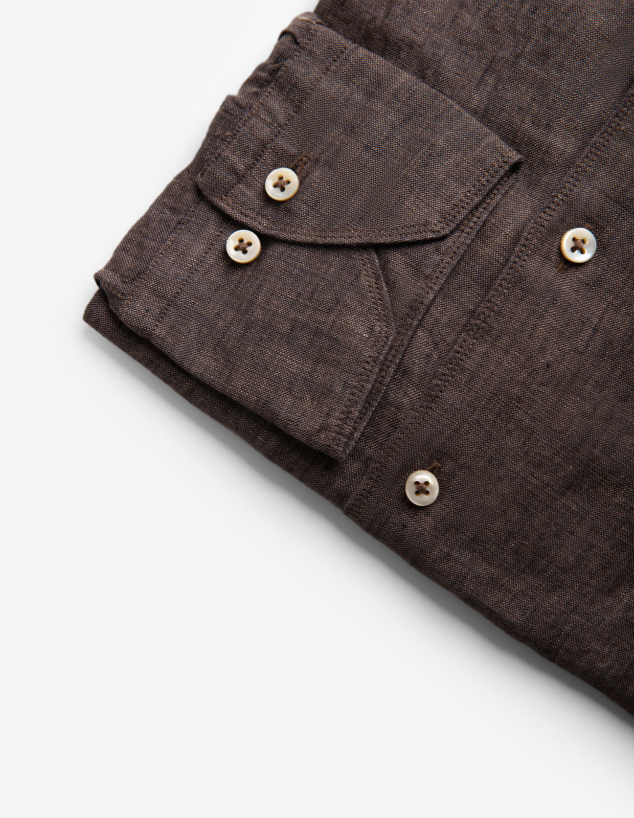 Slimline Skjorta Linne Brun