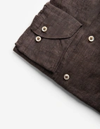 Slimline Skjorta Linne Brun