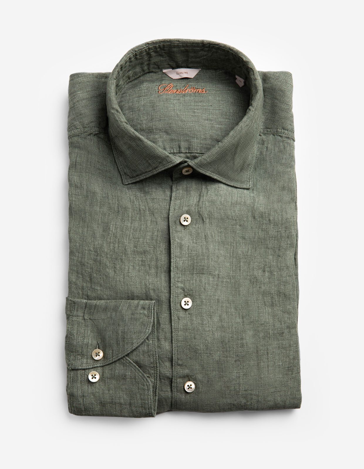 Slimline Skjorta Linne Olivgrön