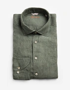 Slimline Skjorta Linne Olivgrön
