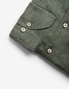 Slimline Skjorta Linne Olivgrön