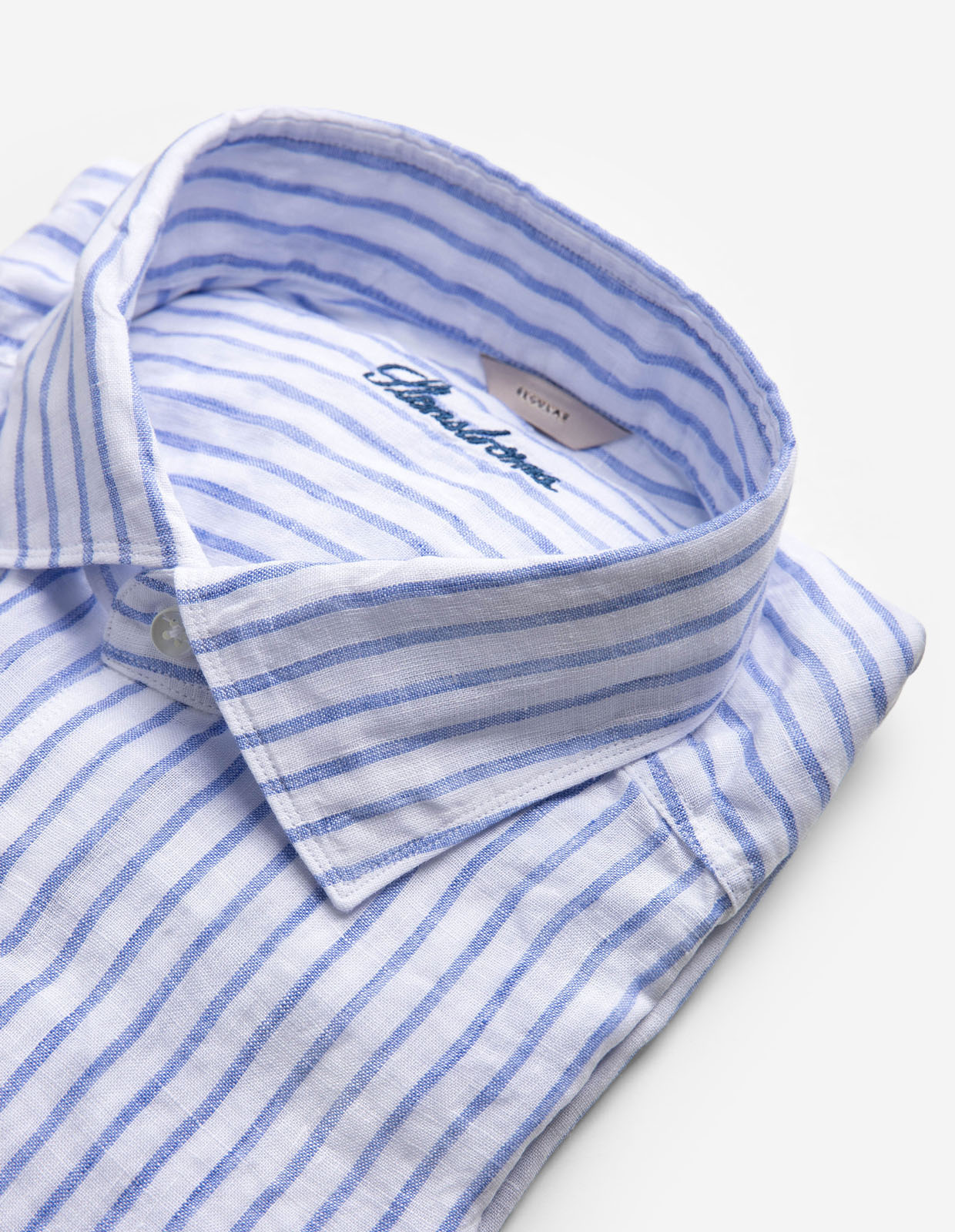 Regular Skjorta Linne Randig Vit/Blå