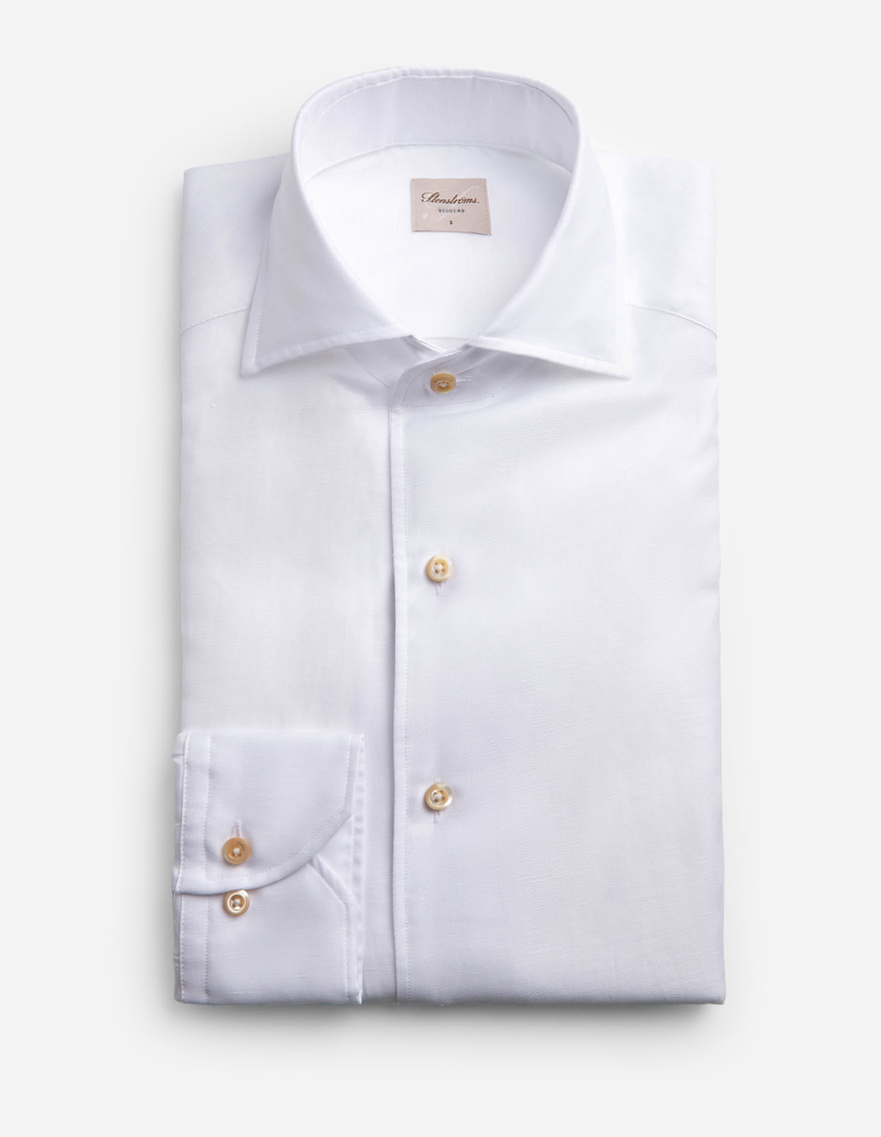 Regular Skjorta Helskuren Krage Bomull Linne Vit