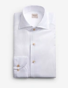 Regular Skjorta Helskuren Krage Bomull Linne Vit