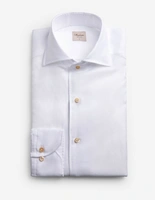 Regular Skjorta Helskuren Krage Bomull Linne Vit