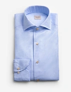 Regular Skjorta Helskuren Krage Bomull Linne Ljusblå