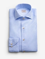 Regular Skjorta Helskuren Krage Bomull Linne Ljusblå