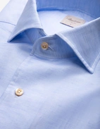 Regular Skjorta Helskuren Krage Bomull Linne Ljusblå