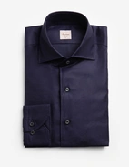 Regular Skjorta Helskuren Krage Bomull Linne Navy