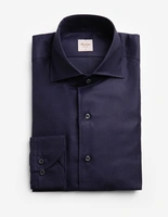 Regular Skjorta Helskuren Krage Bomull Linne Navy