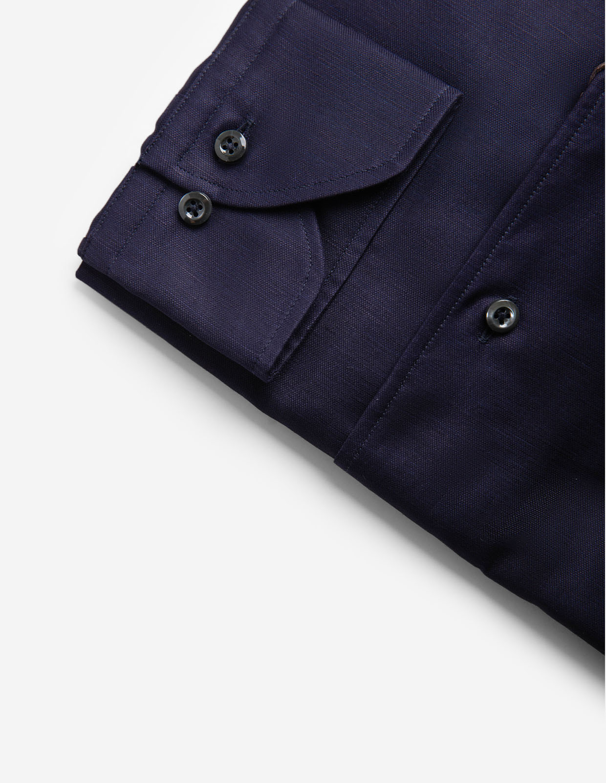 Regular Skjorta Helskuren Krage Bomull Linne Navy