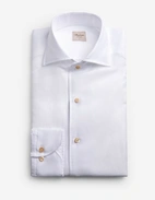 Slimline Skjorta Helskuren Krage Bomull Linne Vit