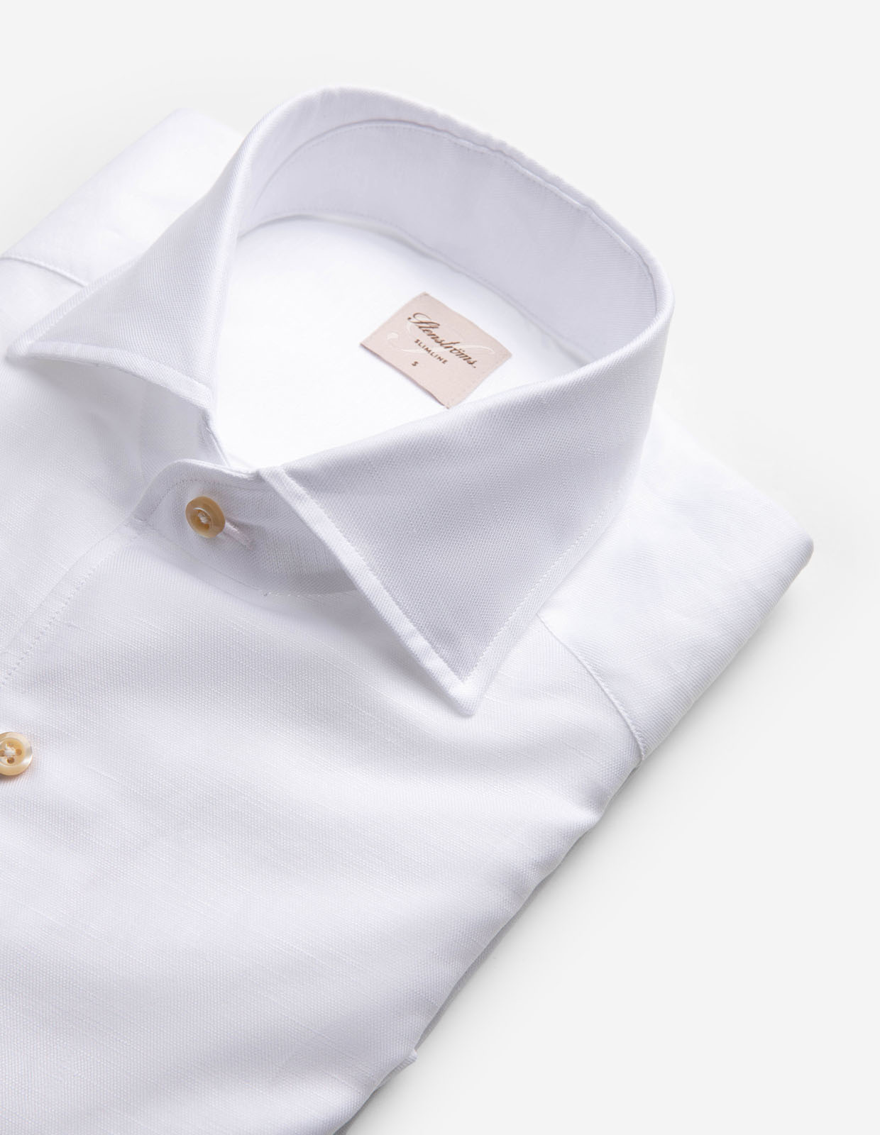 Slimline Skjorta Helskuren Krage Bomull Linne Vit