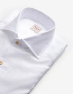 Slimline Skjorta Helskuren Krage Bomull Linne Vit