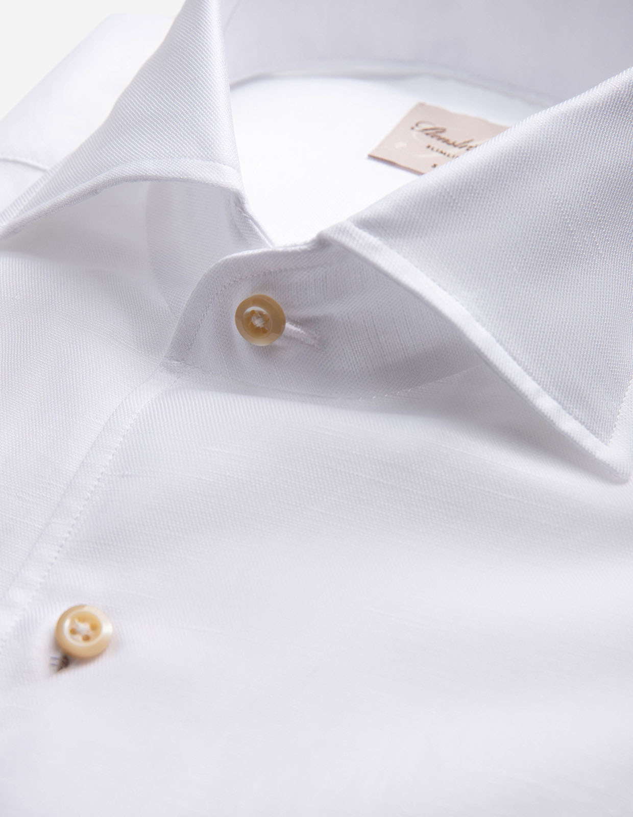 Slimline Skjorta Helskuren Krage Bomull Linne Vit