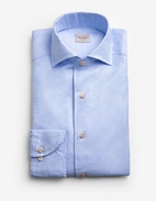 Slimline Skjorta Helskuren Krage Bomull Linne Ljusblå