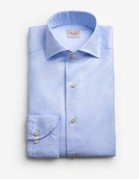 Slimline Skjorta Helskuren Krage Bomull Linne Ljusblå