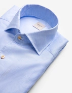 Slimline Skjorta Helskuren Krage Bomull Linne Ljusblå