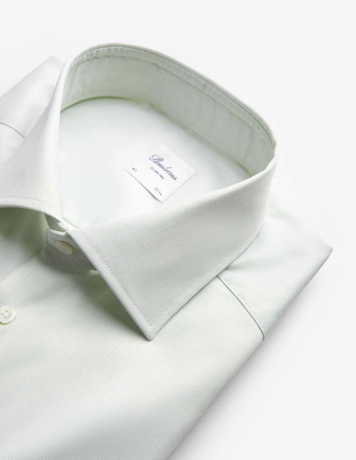 Slimline XLÄ Skjorta Twofold Bomull Finrandig Ljusgrön/Vit