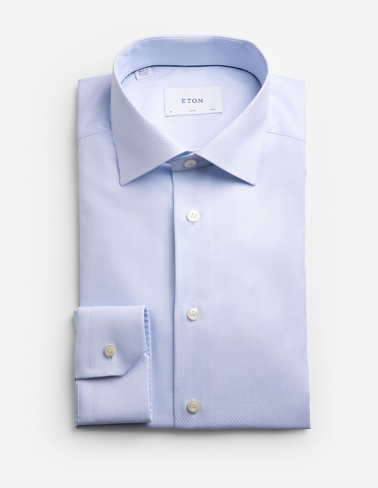 Slim Fit Skjorta Bomull Lyocell Stretch Ljusblå