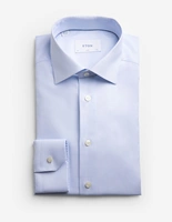 Slim Fit Skjorta Bomull Lyocell Stretch Ljusblå