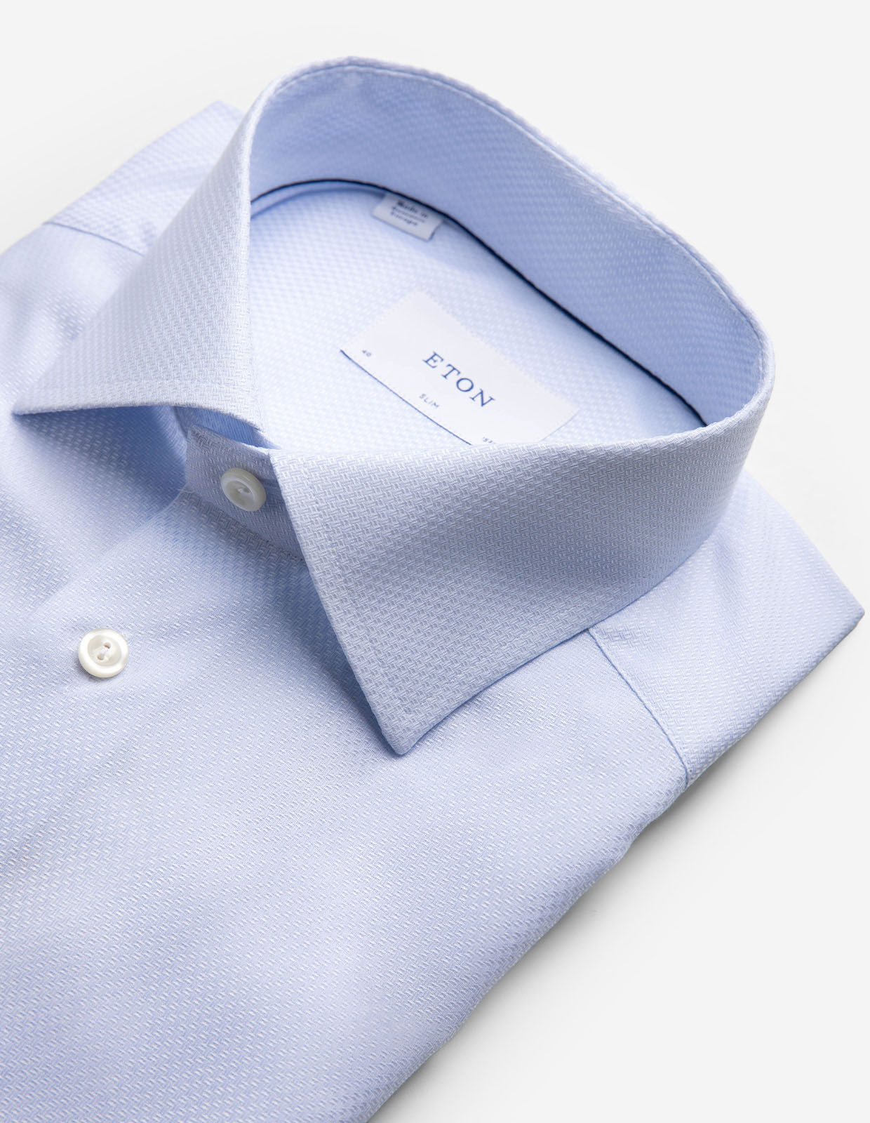 Slim Fit Skjorta Bomull Lyocell Stretch Ljusblå