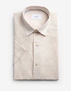 Casual Fit Kortärmad Skjorta Linne Benvit