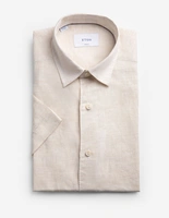 Casual Fit Kortärmad Skjorta Linne Benvit