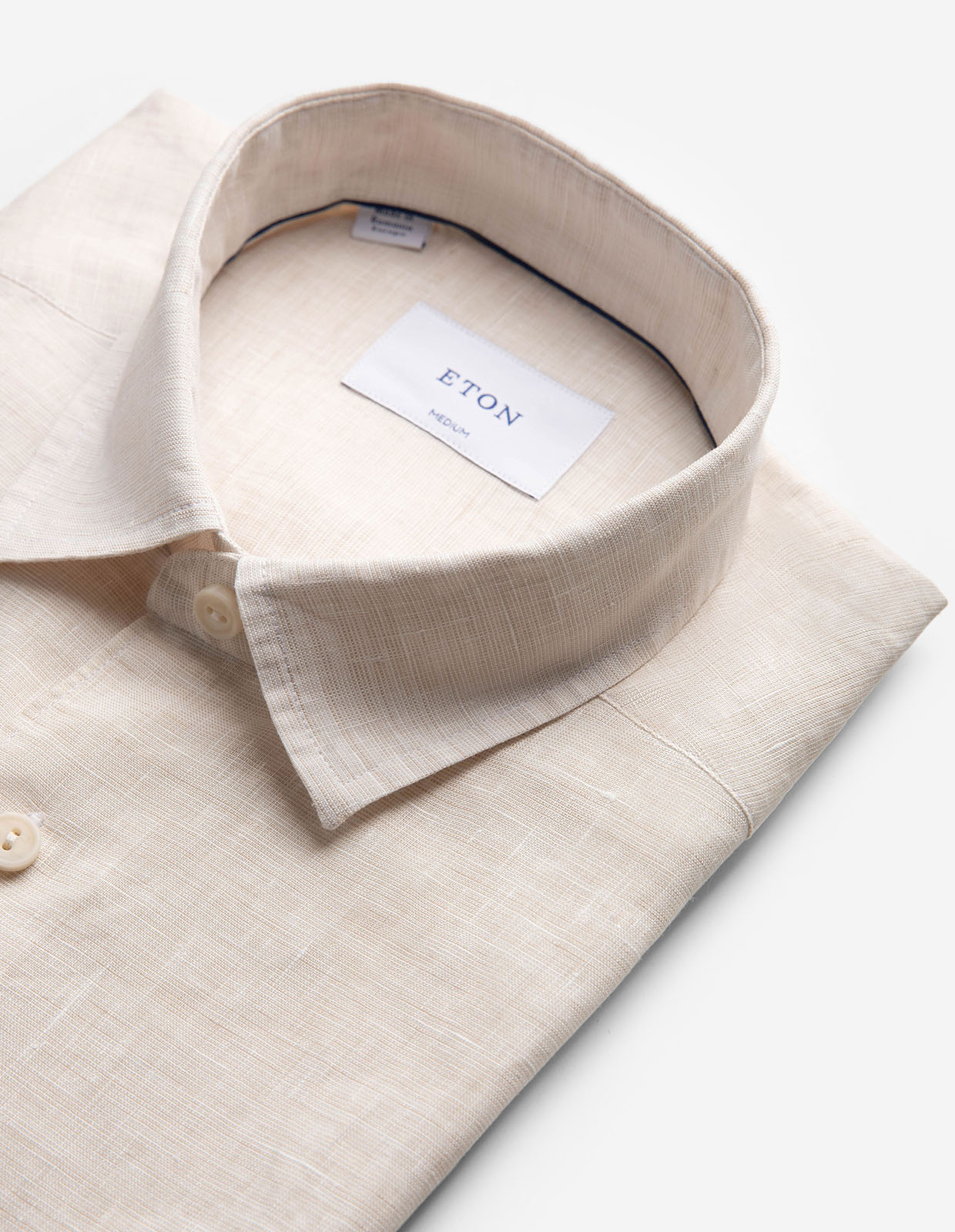 Casual Fit Kortärmad Skjorta Linne Benvit